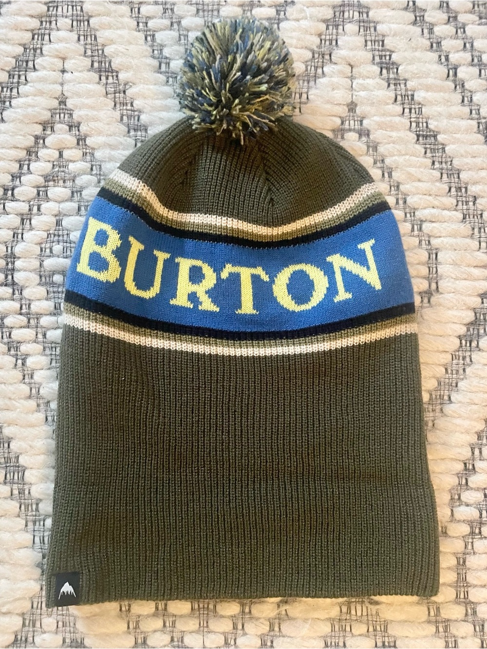 Burton Trope True Green Knit Beanie with Blue Band and Yellow Logo
